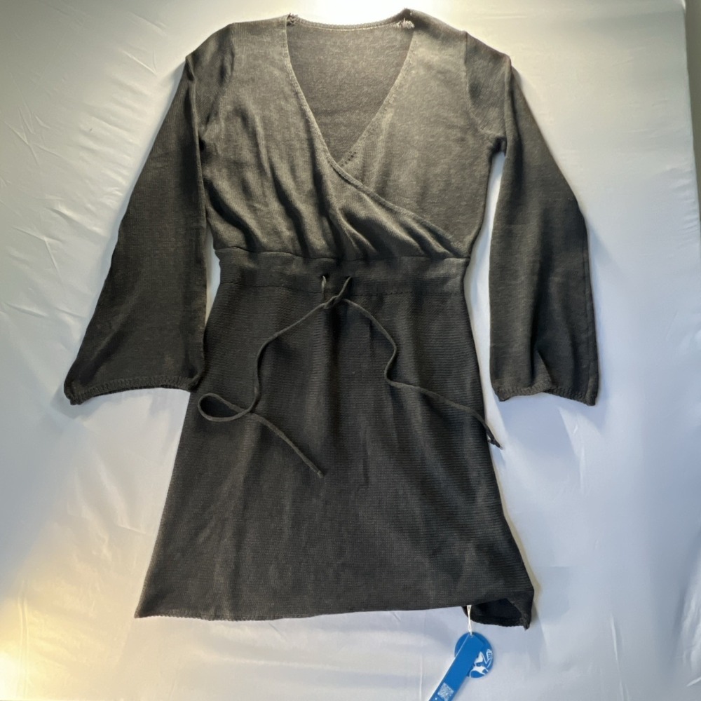 Cupshe One More Drawstring Sweater Dress Dark gray Size M BNWT 1 Flaw See Pics